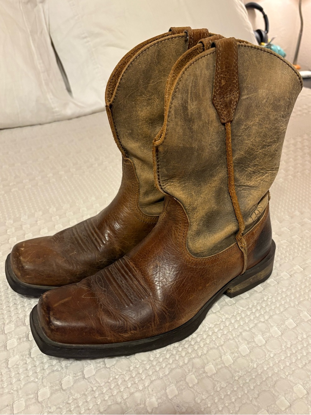 Ariat Men's Rambler Western Cowboy Boots Brown Leather size 10.5 D square toe